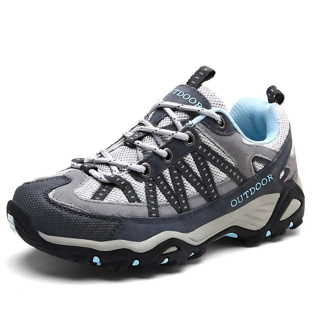 Women's Hiking Shoes - Lugged Sole - Suede & Mesh