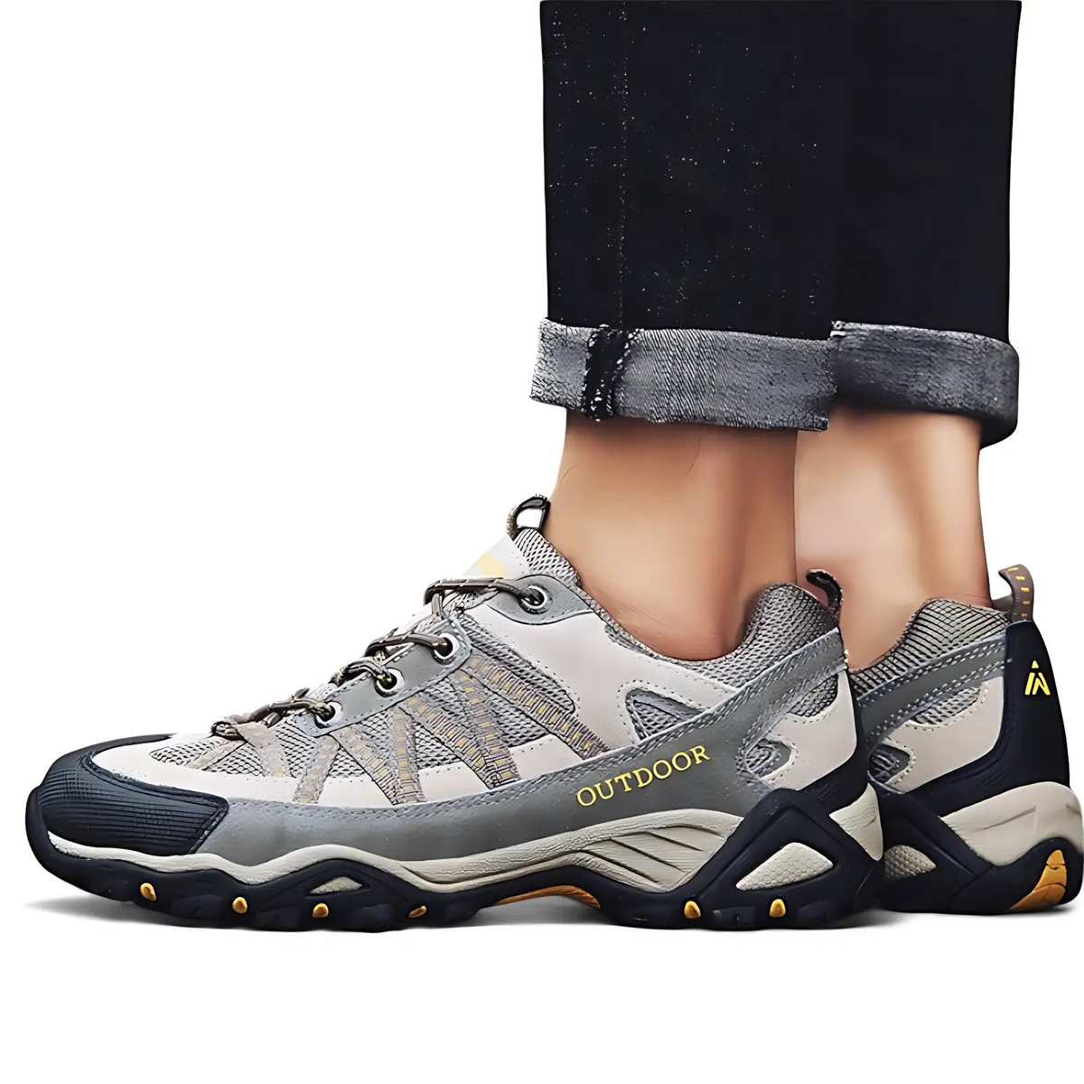 Women's Hiking Shoes - Lugged Sole - Suede & Mesh