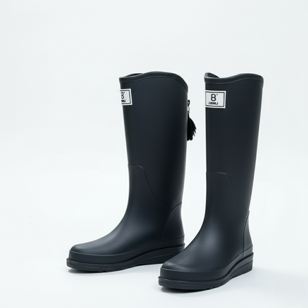 Women's Rubber Rain Boots - Waterproof & Slip-On - Non-Slip Sole