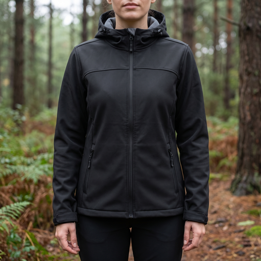 Women's Softshell Jacket - Fleece-Lined & Windproof - Adjustable Hood