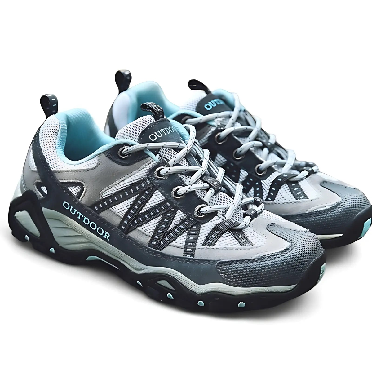 Women's Hiking Shoes - Lugged Sole - Suede & Mesh
