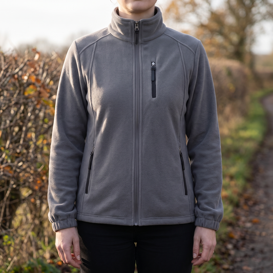 Women's Fleece Jacket - Full-Zip Stand Collar - 3 Zip Pockets