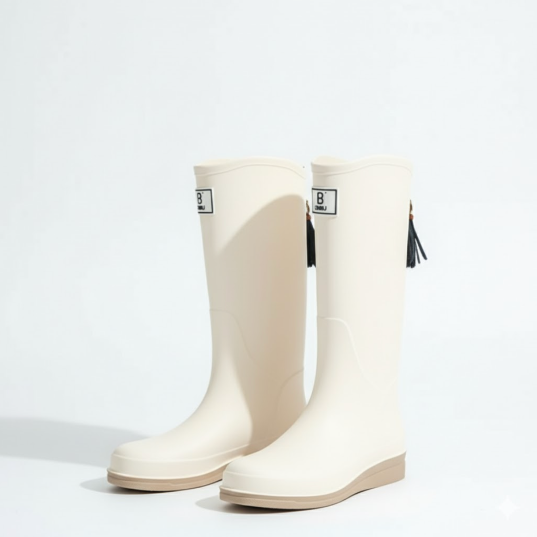 Women's Rubber Rain Boots - Waterproof & Slip-On - Non-Slip Sole