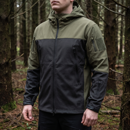 Men's Softshell Jacket - Fleece-Lined & Windproof - Tactical Multi-Pocket Design