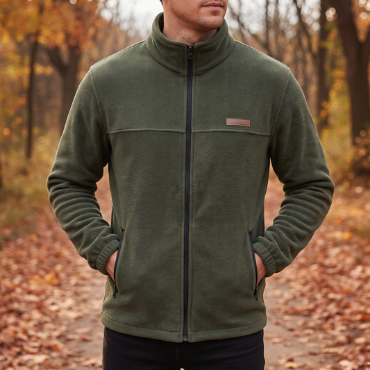 Men's Fleece Jacket - Stand Collar - Full Zip