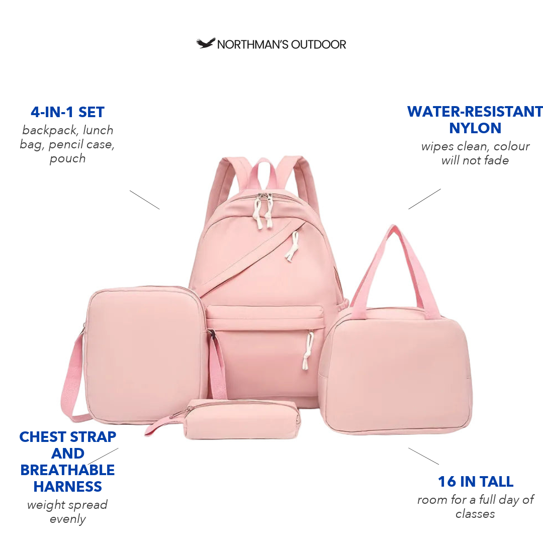 Girls Backpack Set - 4-in-1 with Crossbody Bag and Pencil Case