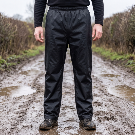 Men's Rain Pants - Waterproof & Mesh Lined - Easy Pull-On