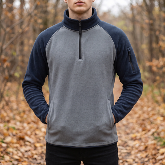 Men's Fleece Pullover - Half-Zip - Two-Tone