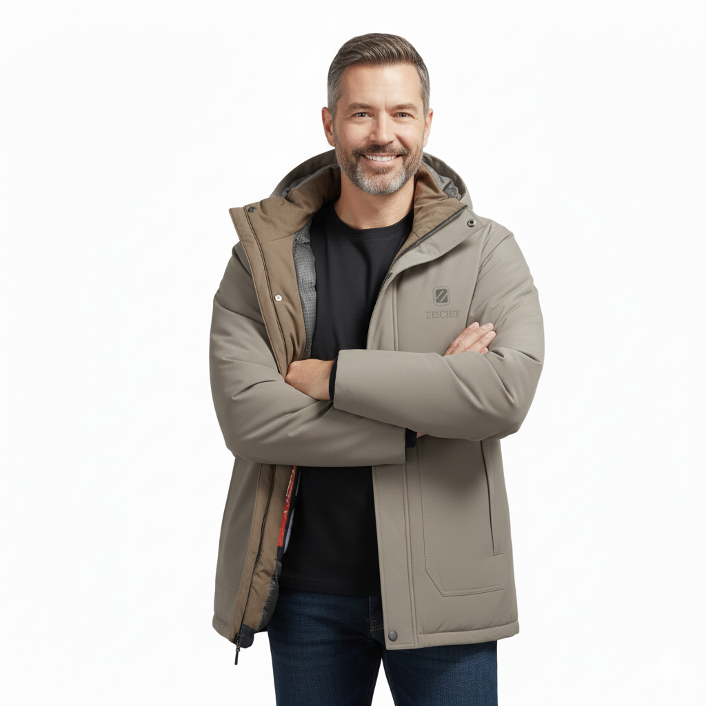 Men’s Outdoor Winter Jacket – Padded & Waterproof – Mid-Length