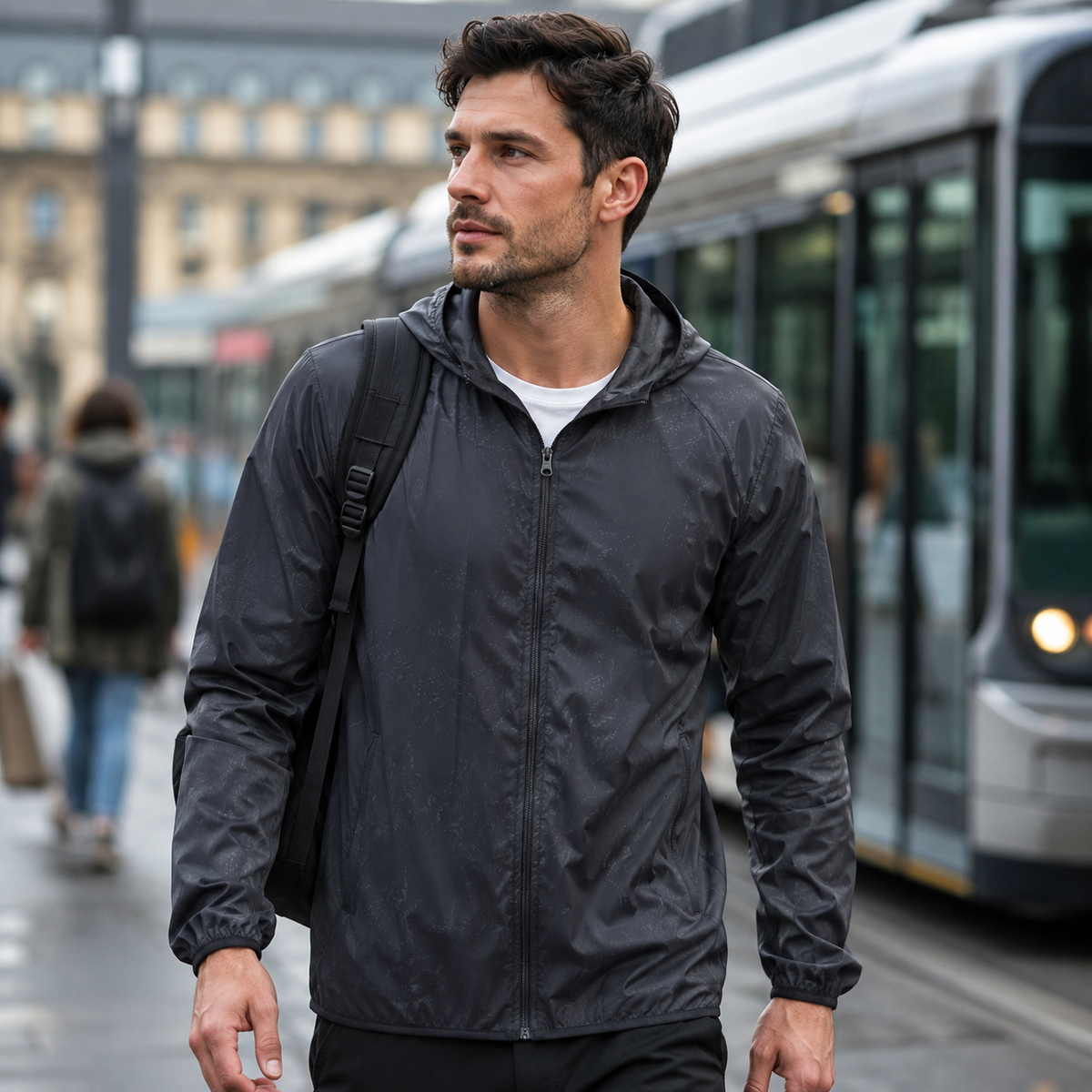 Packable Rain Jacket - Lightweight Hooded Cycling Jacket
