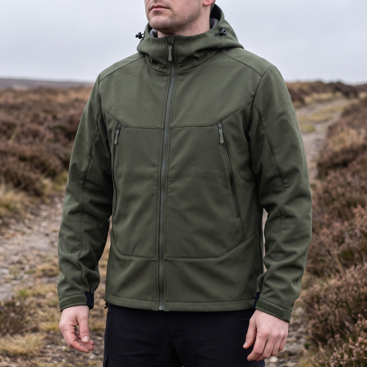 Men's Softshell Jacket - Fleece Lined & Windproof - Water-Repellent Shell