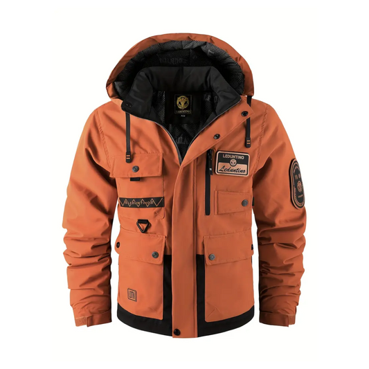 Men's Quilted Jacket - Detachable Hood - Water-Repellent