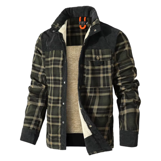 Men's Flannel Jacket - Sherpa Lined & Windproof - Classic Plaid