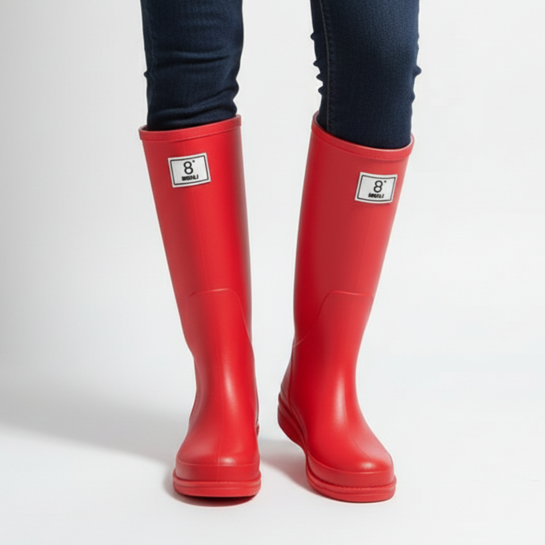 Women's Rubber Rain Boots - Waterproof & Slip-On - Non-Slip Sole