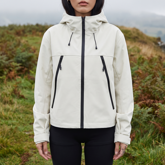 Women's Rain Jacket - Cropped Water-Repellent Shell - Adjustable Hem