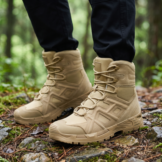 Men's Tactical Boots - Waterproof & High-Top Support - Slip-Resistant Sole