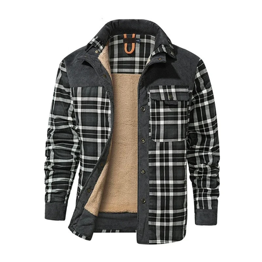 Men's Flannel Shirt Jacket - Sherpa Fleece Lined - Windproof