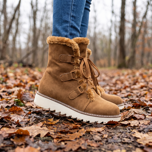Women's Platform Winter Boots - Lace-Up - Waterproof