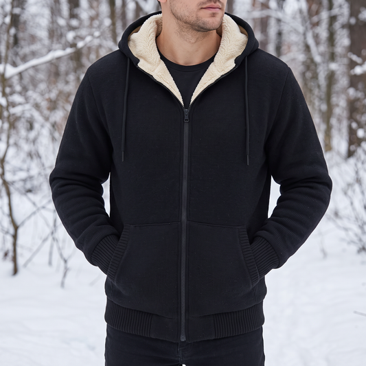 Men's Hooded Cardigan - Sherpa Fleece Lined - Full-Zip
