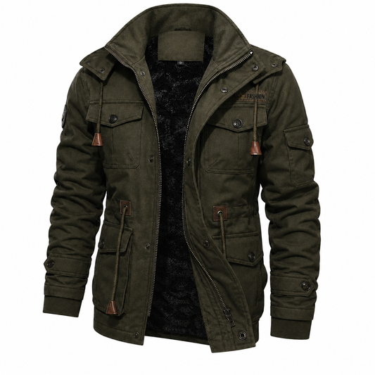 Men's Field Jacket - Windproof & Fleece-Lined - Multi-Pocket Design