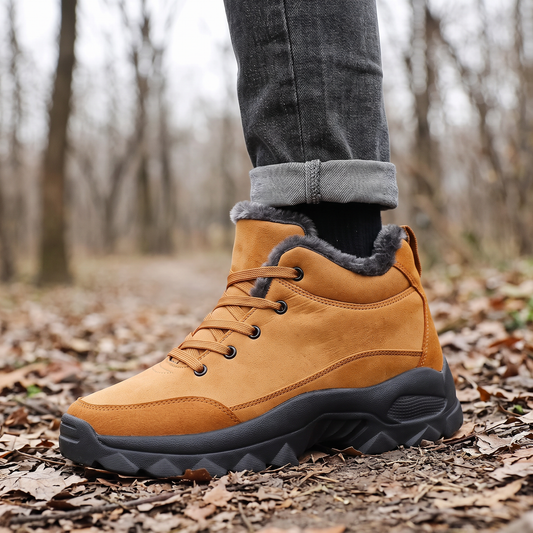 Waterproof Winter Boots for Men - Hiking Style - Side-Zip & Lace-Up