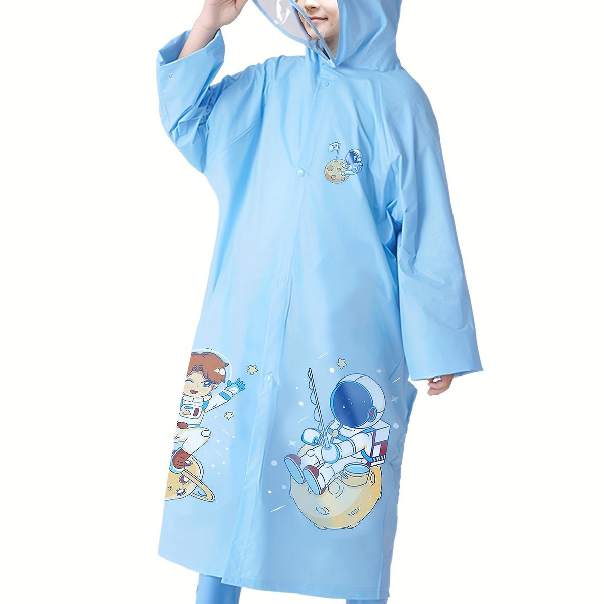 Kids Raincoat - Long Knee-Length Cut - Hood with Clear Visor