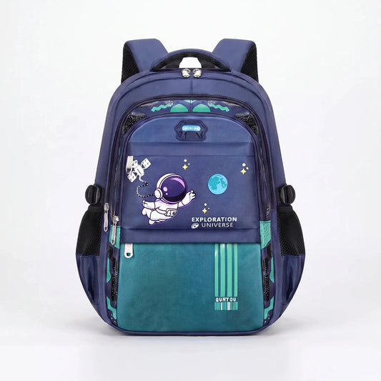 Kids Backpack for Boys - Astronaut Print - Three Zipped Compartments