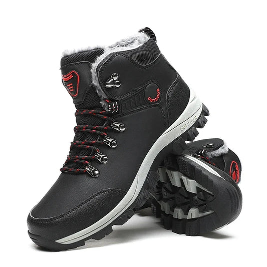 Waterproof Winter Boots for Men - Hiking Style - Side-Zip & Lace-Up