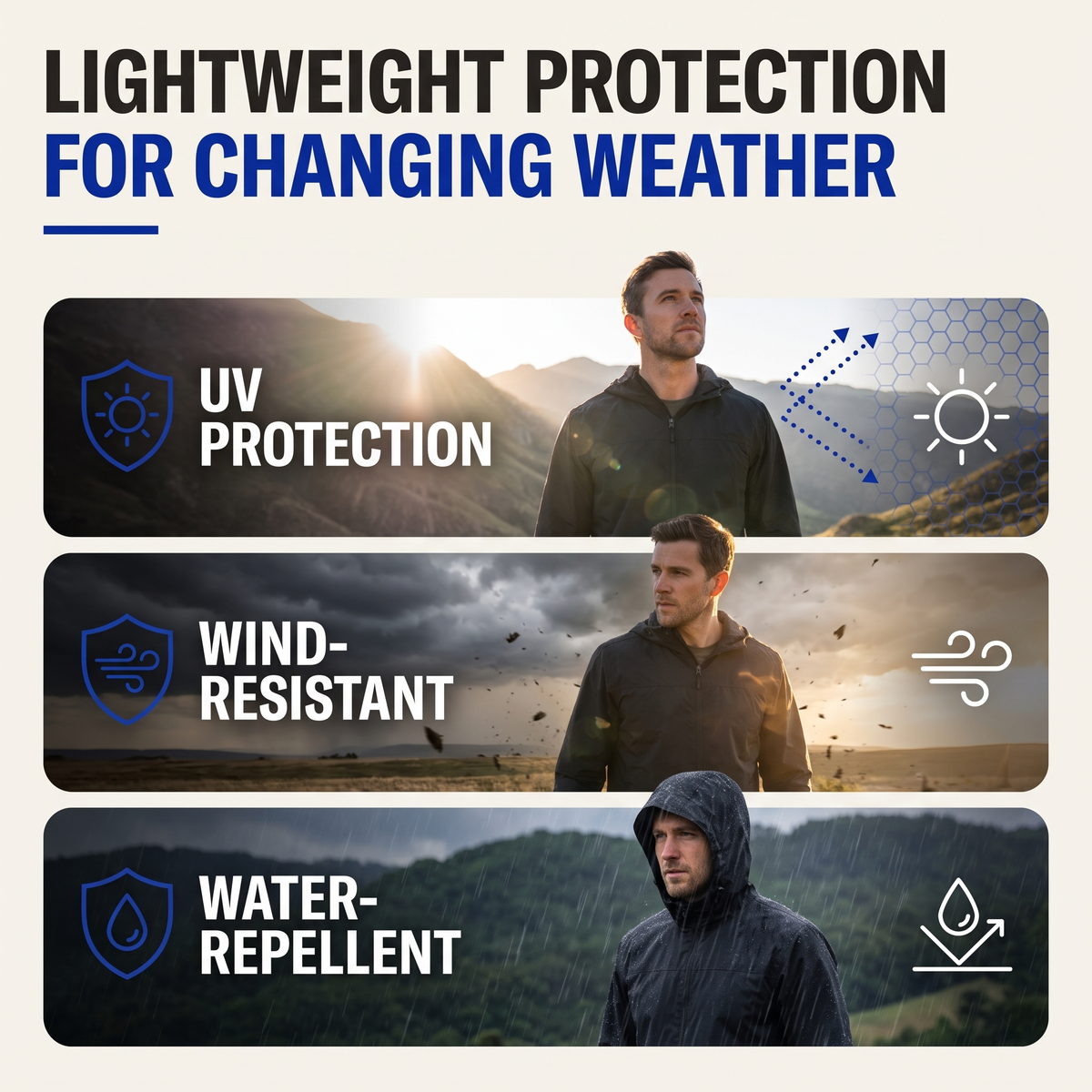 Packable Rain Jacket - Lightweight Hooded Cycling Jacket