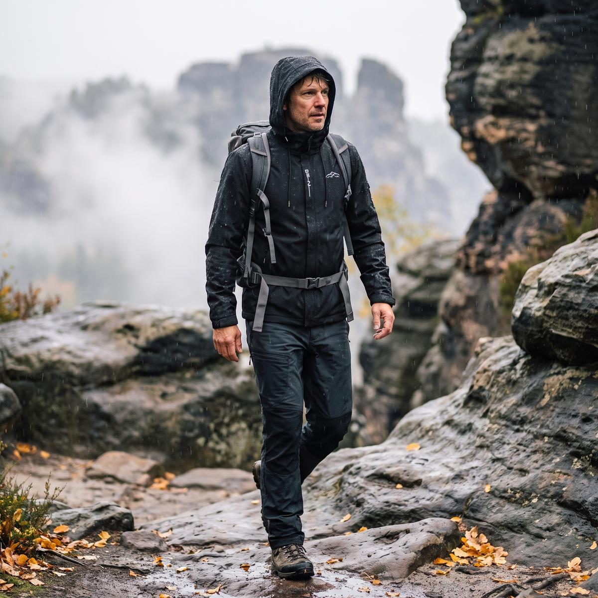 Men's Rain Jacket - Waterproof & Windproof - With Hood