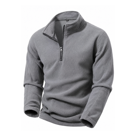 Men's Fleece Sweatshirt - Half-Zip - Stand Collar - Long Sleeve